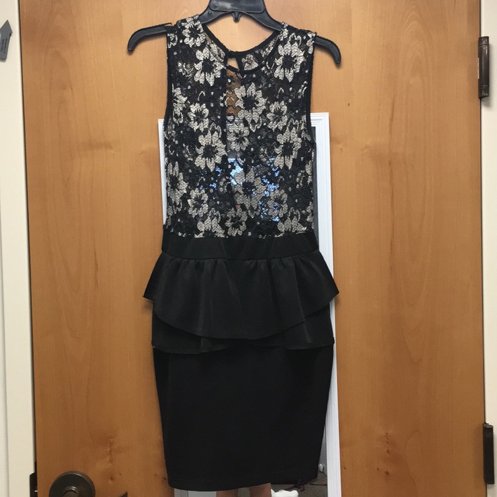 Black and silver floral formal dress!